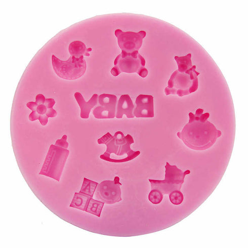 Round 10pcs 3D infant baby boy carriage feeding bottle toy duck bear bell rocking horse flower shape DIY silicone mold
Send inquiry