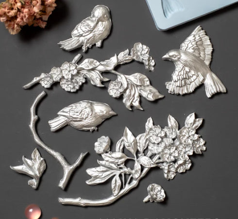 Silicone Bird & Blossom Branches Mold - Premium Quality