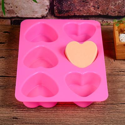 Silicone Heart Silicone Mould - 6 Cavity