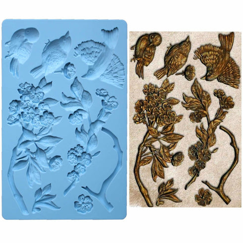 Silicone Bird & Blossom Branches Mold - Premium Quality