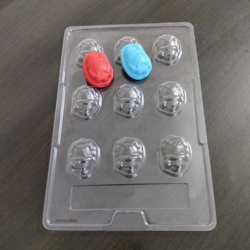 Cacao 9 Cavity Santa Face Shape PVC Mould - 12 Grams