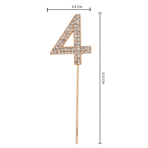 Rhinestone Number 4 Cake Topper