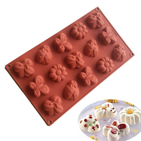 Silicone Butterfly Bee Ladybug Flowers Mould - 20 Grams