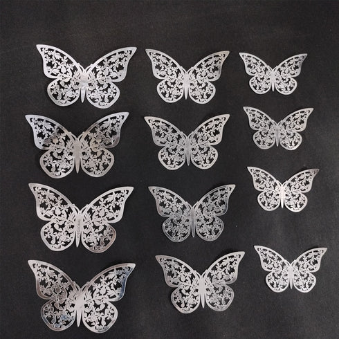 Butterfly with Sticking Pad - Design 2 (Silver)