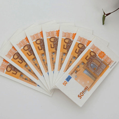 50 Euro Bill Pattern Napkin Paper