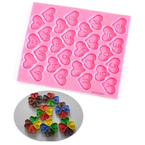 Silicone Alphabet Inside Heart Mould