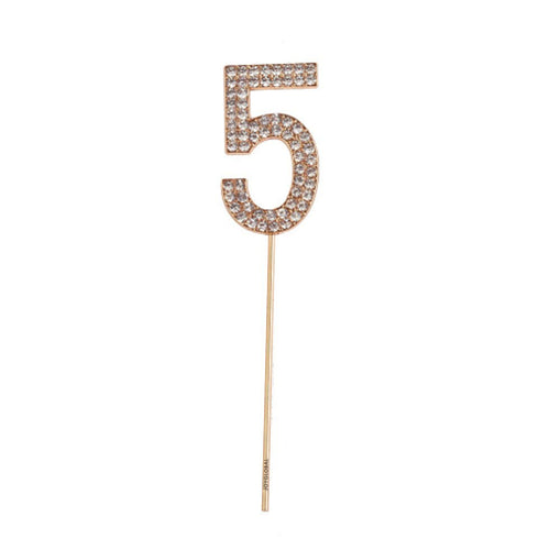 Rhinestone Number 5 Cake Topper