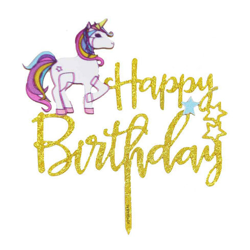 Unicorn Happy Birthday Cake Topper