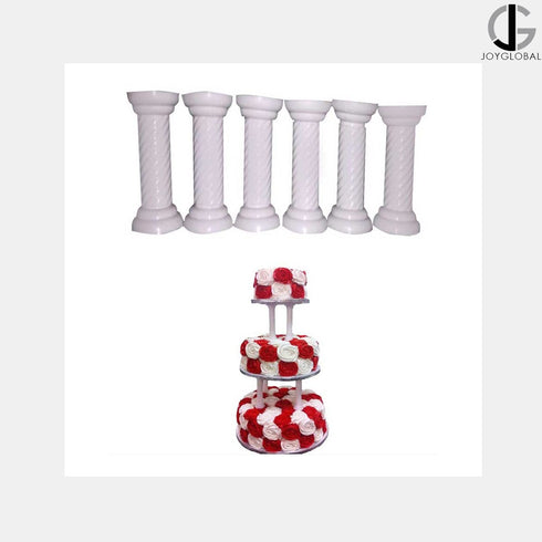 JoyGlobal Cake Pillars White 6 Inch (Pack of 6)