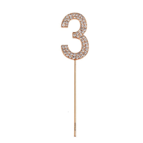 Rhinestone Number 3 Cake Topper