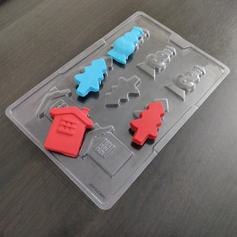 Cacao Christmas House Tree & Snowman PVC Mould