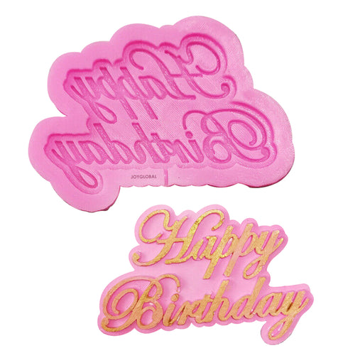 Silicone Cursive Happy Birthday Mould
