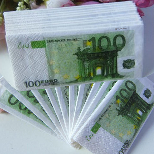 100 Euro Bill Pattern Napkin Paper
