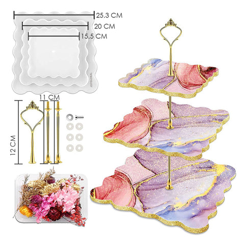 Silicone Set of 3 Multiple Sizes Square Resin Moulds - with Hardware Fittings