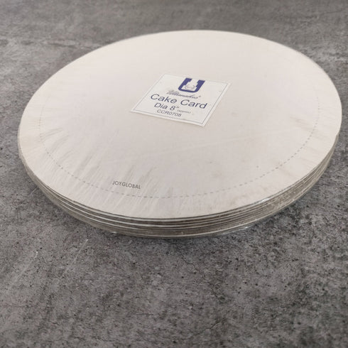 JoyGlobal x Ultimakes 8 Inches Round Cake Card with 10 mm hole - Pack of 10 Pieces