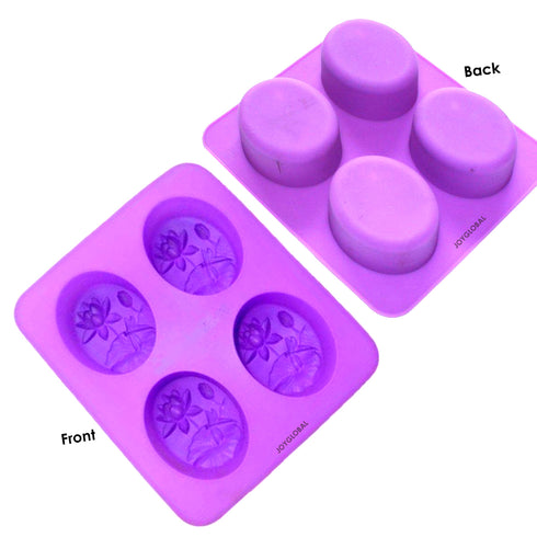 Silicone Dragonfly Lotus Flower Soap Oval Mould - Output Weight 100 Grams