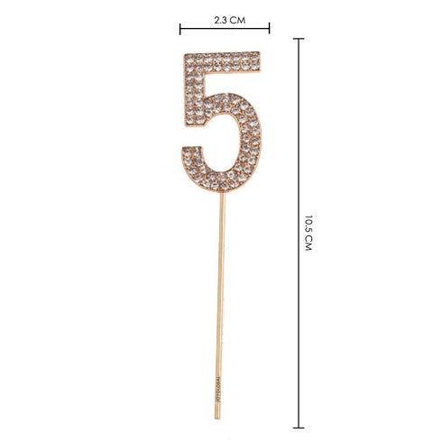 Rhinestone Number 5 Cake Topper