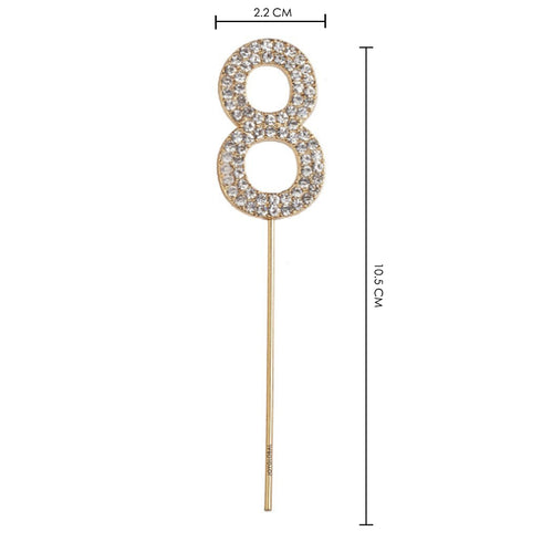 Rhinestone Number 8 Cake Topper
