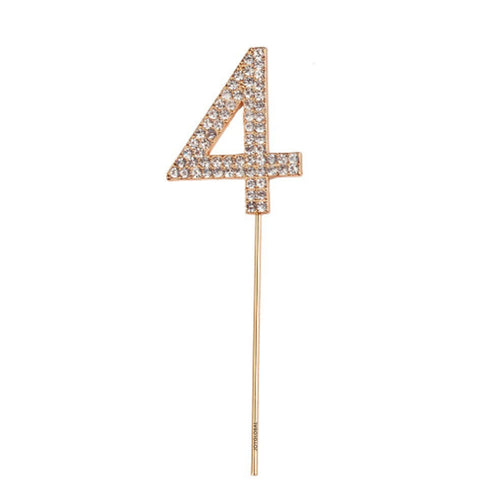 Rhinestone Number 4 Cake Topper