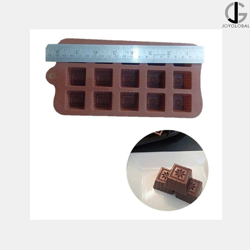 JoyGlobal Silicone 15 Cavity Square & Flower Shaped Chocolate Soap Mould