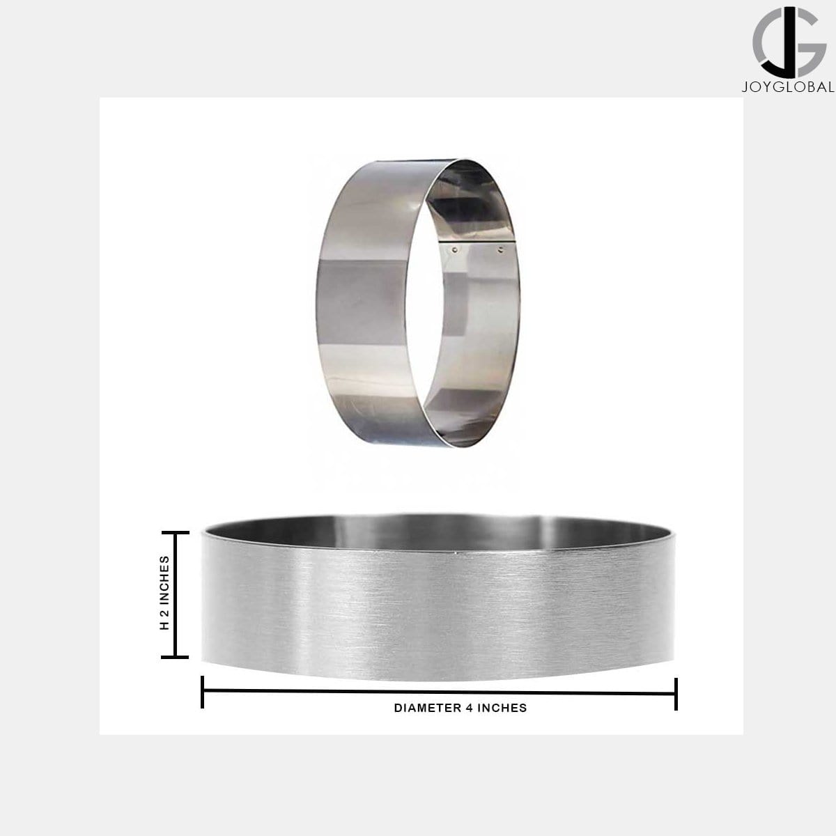 Round Stainless Steel Cake Ring Diameter 4 Inch Depth 2 Inch JoyGlobal