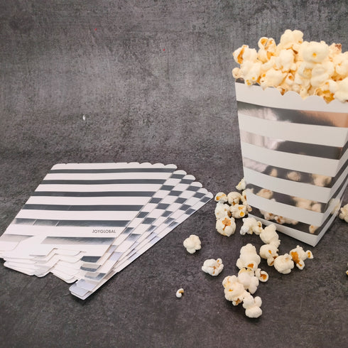 Paper Popcorn Silver Box - Straight Lines (Set of 6 Pieces)