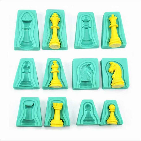 Silicone 3D Chessman Shape Mould - 6 Sets (12 Pieces)