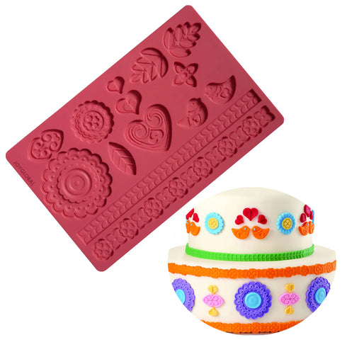 Silicone Folk Design Birds Floral Mould