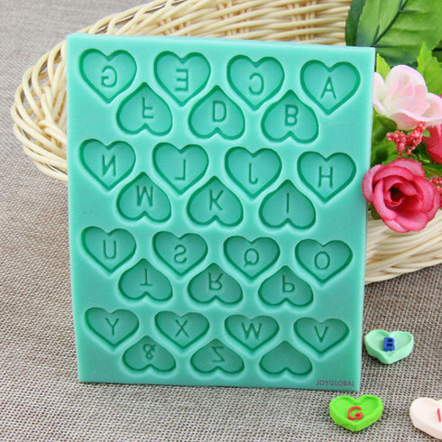 Silicone Alphabet Inside Heart Mould