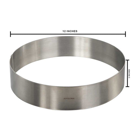 Round Stainless Steel Cake Ring Diameter: 12 Inch Depth: 2 Inch