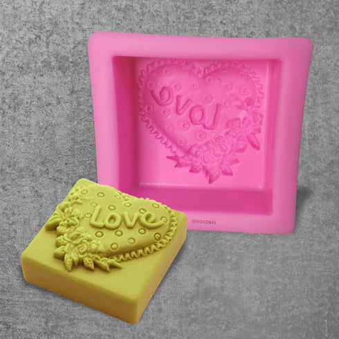 Silicone Love Embedded Square Soap Mould