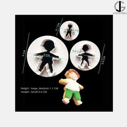 JoyGlobal 3 Piece Boy Shaped Cookie Cutter