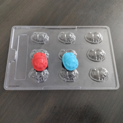 Cacao 9 Cavity Santa Face Shape PVC Mould - 12 Grams