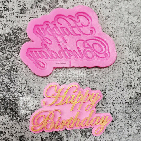 Silicone Cursive Happy Birthday Mould