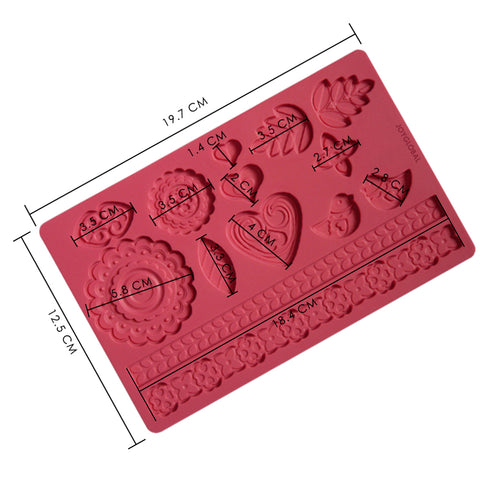 Silicone Folk Design Birds Floral Mould