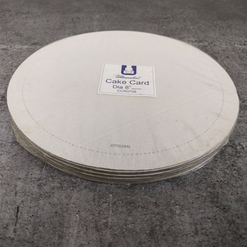 JoyGlobal x Ultimakes 8 Inches Round Cake Card with 10 mm hole - Pack of 10 Pieces