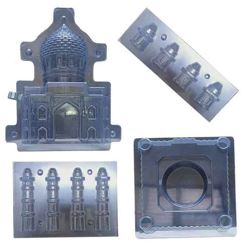 Cacao 3D Taj Mahal Plastic Chocolate Mould With Clips - 5 x 5 x 5 Inch