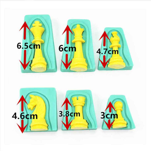 Silicone 3D Chessman Shape Mould - 6 Sets (12 Pieces)