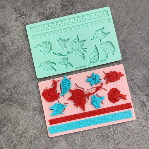 Silicone Mixed Flowers Border Mould