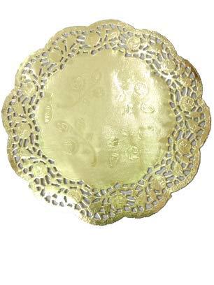 Rose Embedding Golden Doilies 10.5 Inches