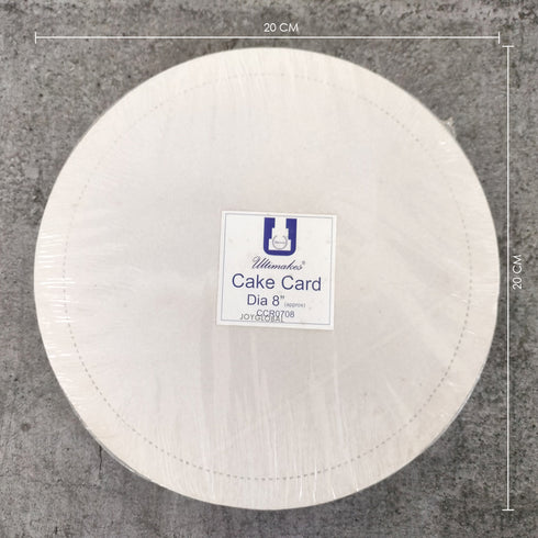 JoyGlobal x Ultimakes 8 Inches Round Cake Card with 10 mm hole - Pack of 10 Pieces
