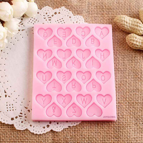 Silicone Alphabet Inside Heart Mould