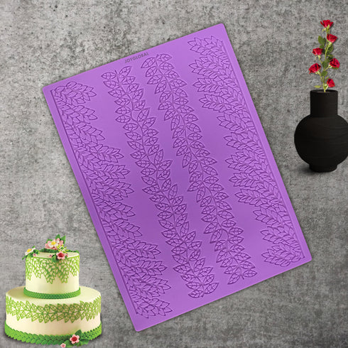 Silicone 4 Layer Lace Mat - Leafy Border