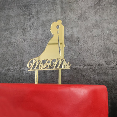 Mr & Mrs Kissing Cake Topper