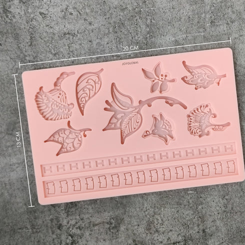 Silicone Mixed Flowers Border Mould