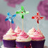JoyGlobal Pinwheel Windmill Cake Toppers (Pack of 11)