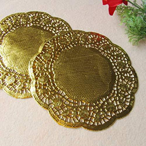 Rose Embedding Golden Doilies 10.5 Inches