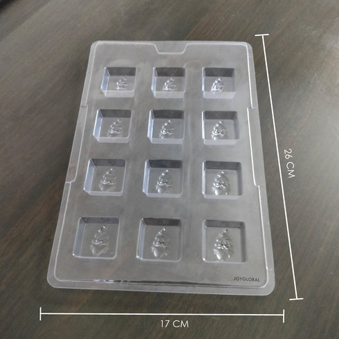 Cacao 12 Cavity Santa Face Square Shape PVC Mould