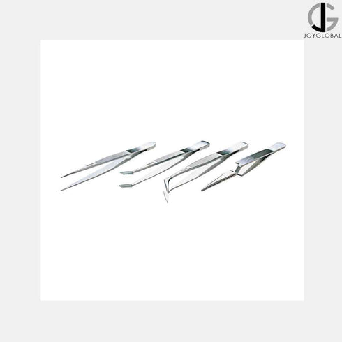 JoyGlobal Stainless Steel Tweezers - Set of 4 Pieces