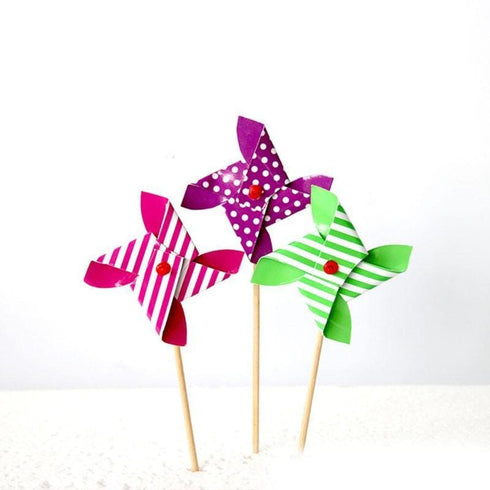 JoyGlobal Pinwheel Windmill Cake Toppers (Pack of 11)